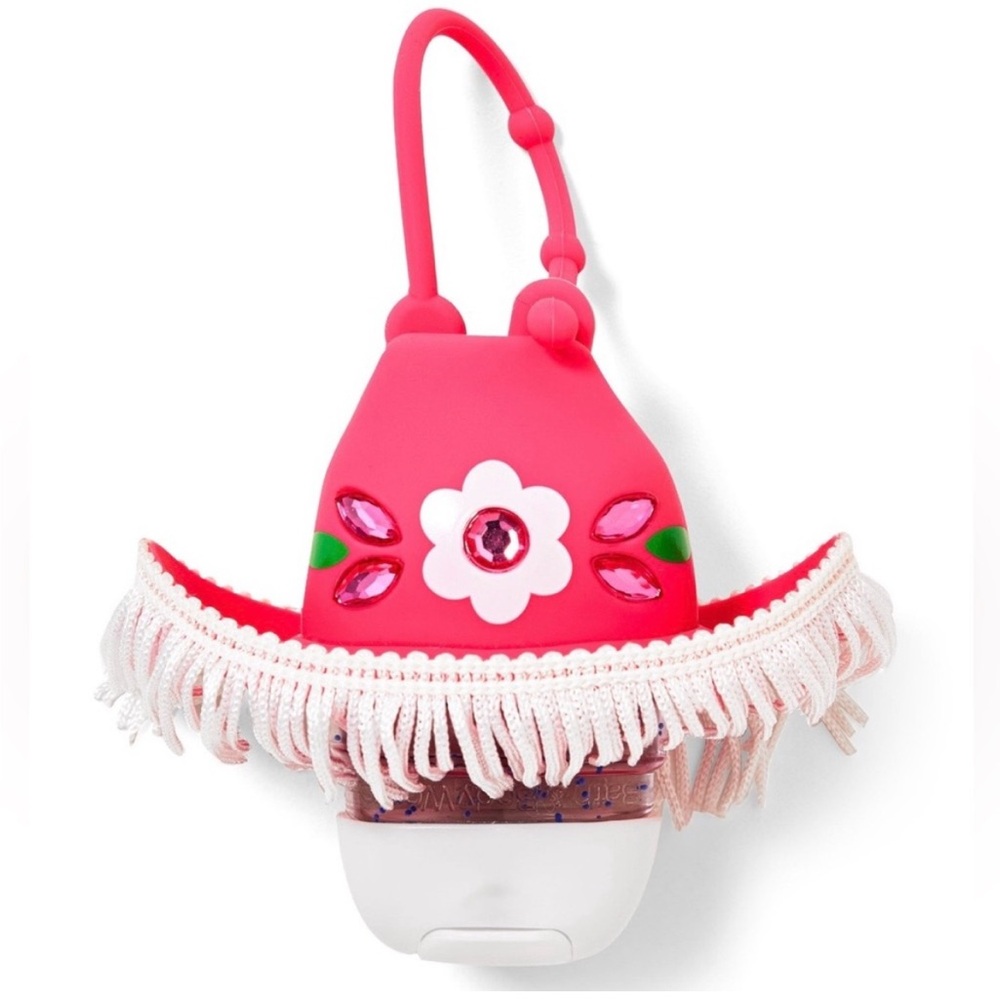 NWT Bath & Body Works Pink Sequin Cowboy Hat Pocketbac Hand Sanitizer Holder